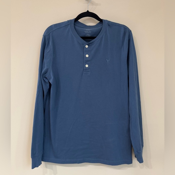 EUC AE long sleeve super soft slate blue men’s Henley size M - Picture 1 of 6